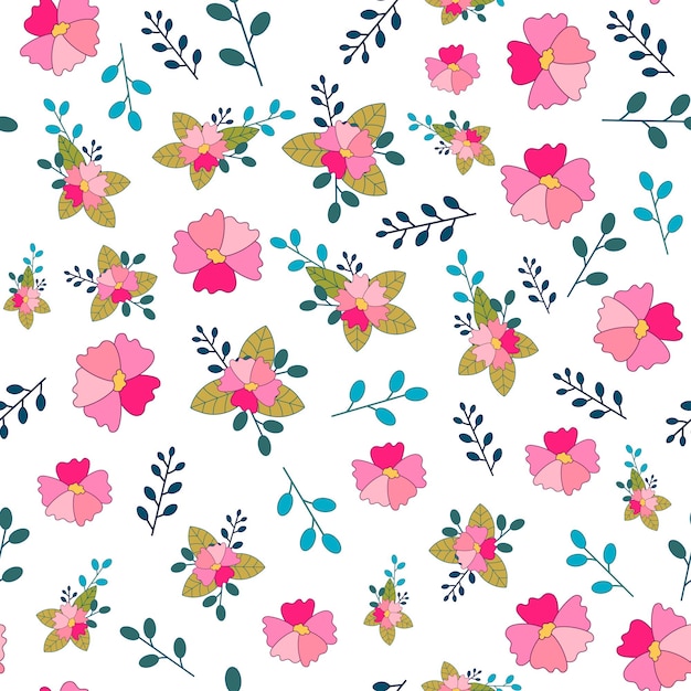 Modèle Sans Couture Avec Fleurs Roses Et Feuilles Illustration Vectorielle