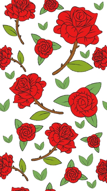 Vecteur modèle sans couture fleurs rouges avec fond blanc fond d'écran sans couture illustration vectorielle plane