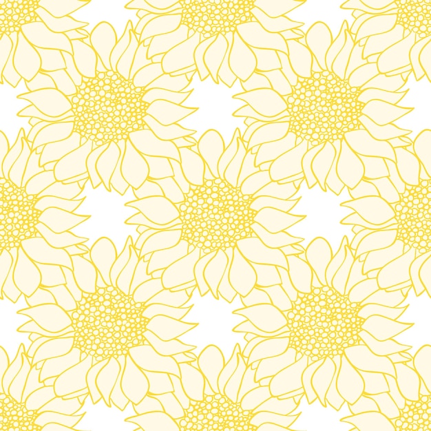 Modèle sans couture de fleurs de tournesols dans des couleurs jaunes et blanches. Illustration vectorielle