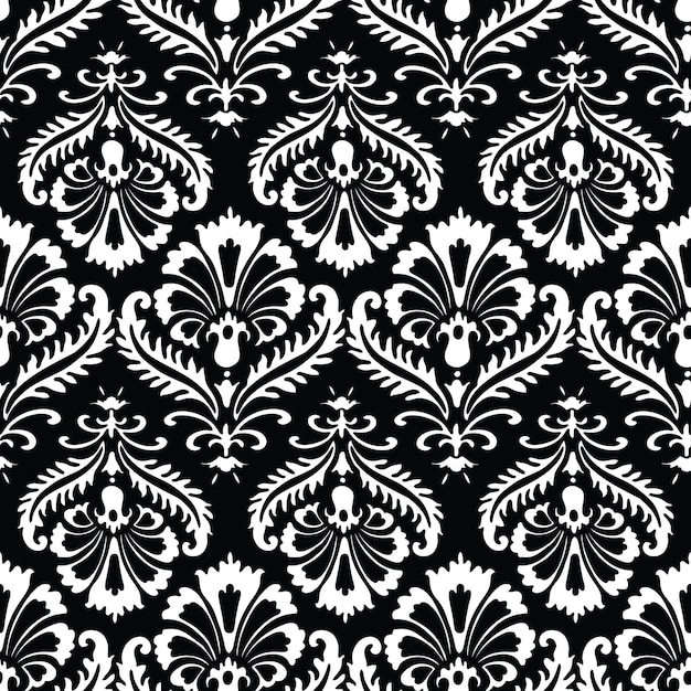 Modèle sans couture de fleurs vintage décoratives silhouettes