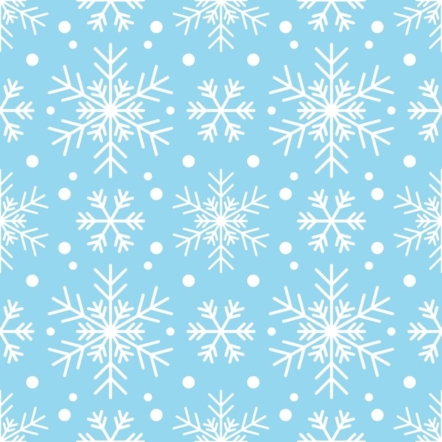 Modèle Sans Couture Avec Des Flocons De Neige Blancs Sur Fond Bleu. Décoration Traditionnelle D'hiver Festive Pour Le Nouvel An, Noël, Les Vacances Et Le Design. Ornement De Flocon De Neige à Répétition De Ligne Simple