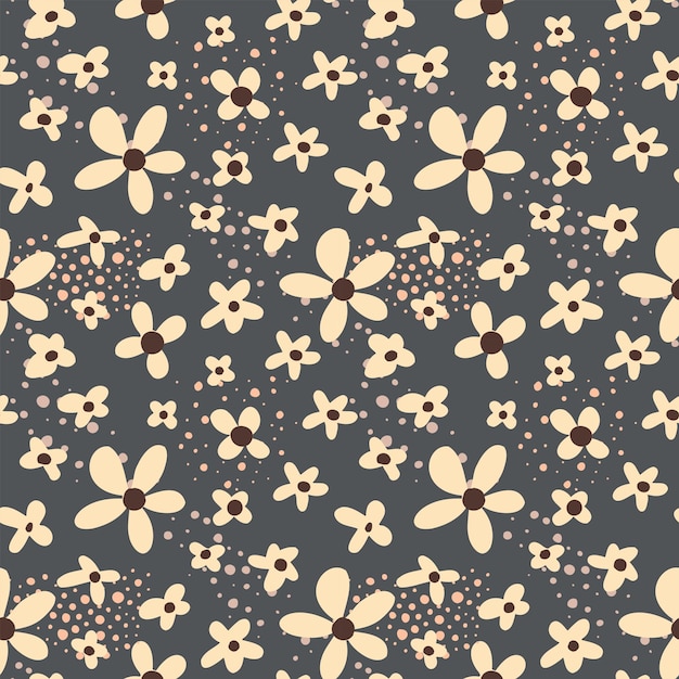 Modèle Sans Couture Floral Abstrait Avec De Petites Fleurs De Marguerite Texture Vecteur Dessiné à La Main De La Liberté Mignonne