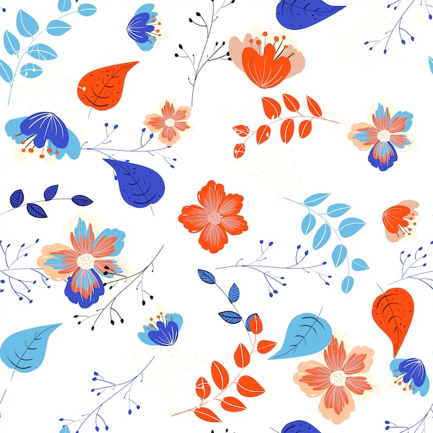 Modèle Sans Couture Floral Bleu élégant. Fond De Fleurs Vectorielles