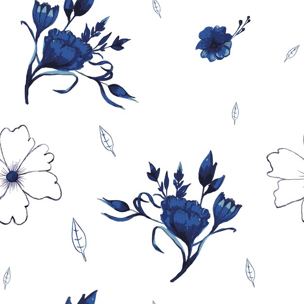 Modèle sans couture floral Indigo