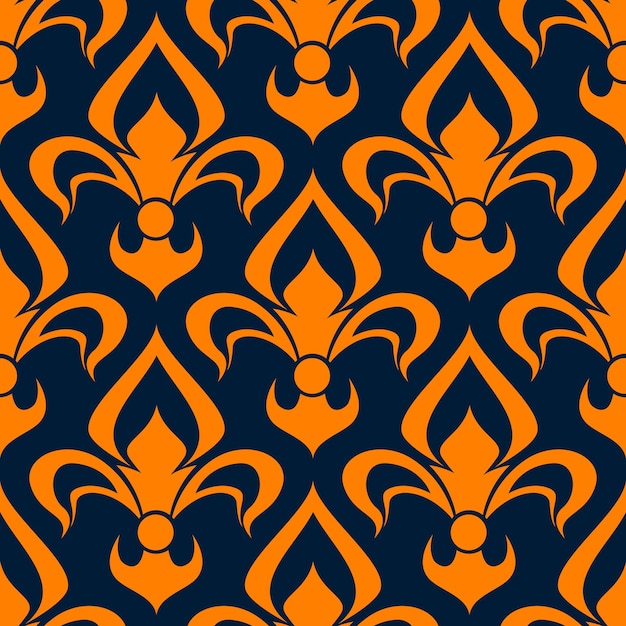 Vecteur modèle sans couture floral orange et bleu