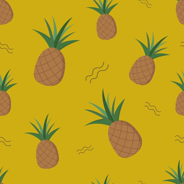 Modèle Sans Couture Avec Fond Jaune Ananas Illustration Vectorielle