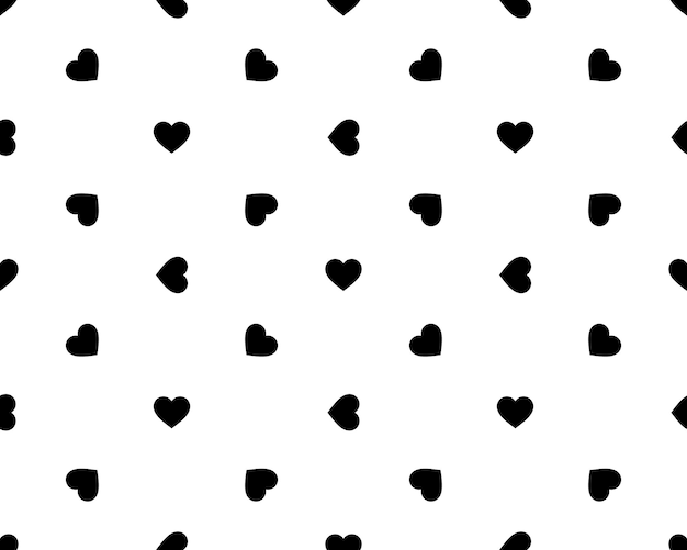 Vecteur modèle sans couture de forme de coeur simple en disposition diagonale amour et fond de thème romantique fond d'écran vectoriel noir et blanc