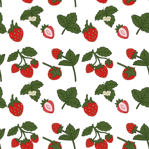 Modèle Sans Couture Avec Fraise Dans Un Style Minimaliste. . Imprimer Pour Le Tissu, Style Background.cartoon.