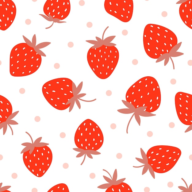 Vecteur modèle sans couture avec fraise sur fond blanc illustration vectorielle dessinée à la main