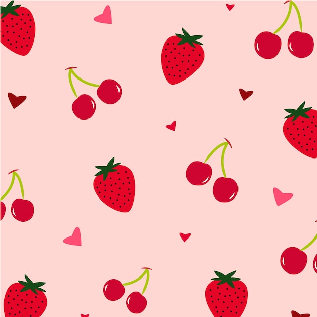 Modèle Sans Couture De Fraise Et Litchi Conception D'illustration De Fruits Fraise Et Litchi