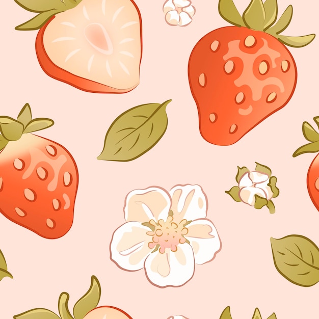 Modèle Sans Couture Avec Des Fraises Dessinées à La Main