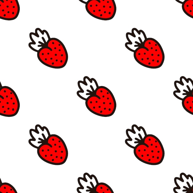 Modèle Sans Couture Avec Des Fraises Sur Fond Blanc. Illustration Vectorielle