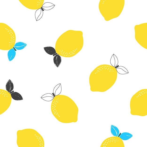 Modèle Sans Couture Avec Des Fruits Au Citron Sur Fond Blanc Illustration Vectorielle