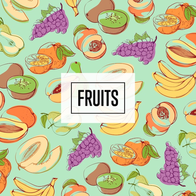 Modèle Sans Couture De Fruits Biologiques Frais Et Juteux