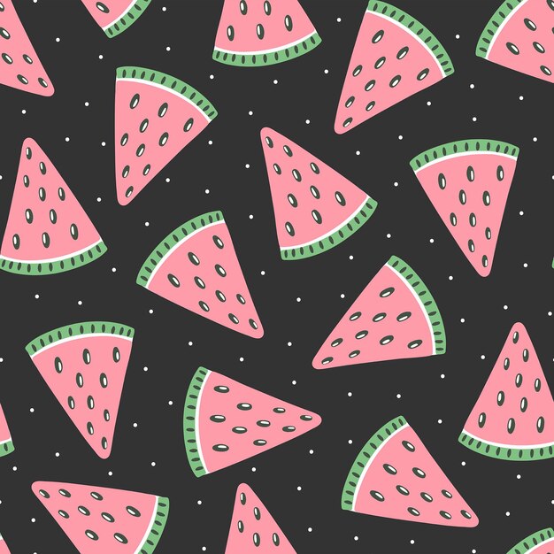 Modèle Sans Couture Avec Des Fruits Colorés Pour Le Design Textile. Fond D'été Aux Couleurs Vives. Illustration Vectorielle Tendance Dessinée à La Main.