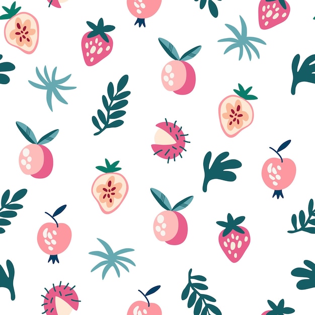 Modèle sans couture de fruits Délicieux aliments sucrés Parfait pour l'impression de menus et de restaurants Textiles Papier d'emballage Illustration vectorielle dessinée à la main