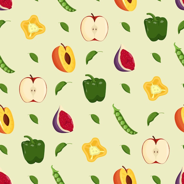 Modèle sans couture de fruits et légumes Nourriture végétarienne concept de saine alimentation