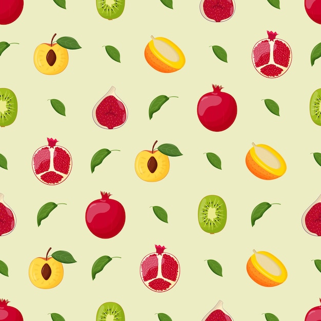 Modèle sans couture de fruits Nourriture végétarienne concept de saine alimentation Illustration vectorielle plane