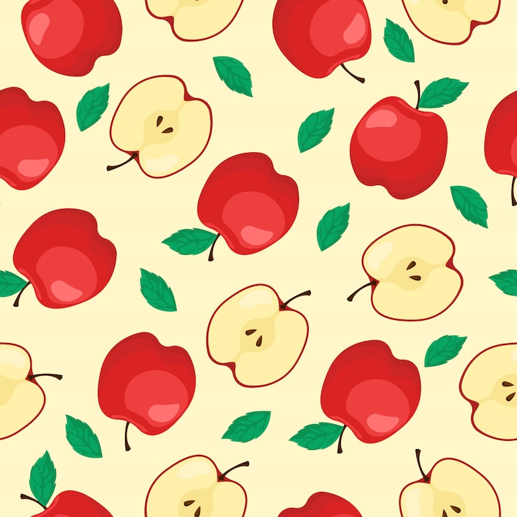 Vecteur modèle sans couture de fruits pomme rouge
