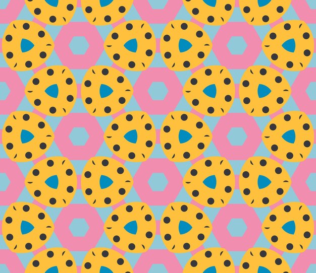 Modèle sans couture géométrique de dessin animé coloré avec des points, des cercles. Contexte géographique.