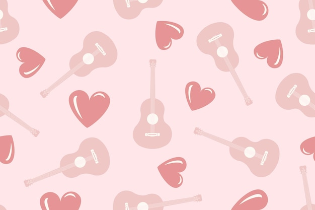 Vecteur modèle sans couture de guitare saint valentin