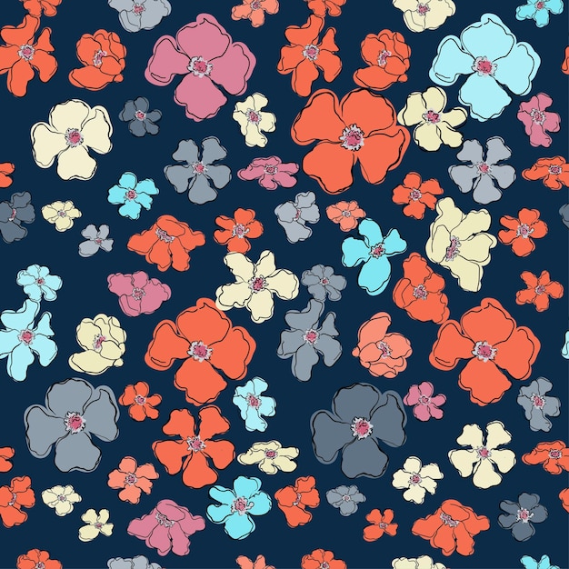 Vecteur modèle sans couture avec illustration colorée de belles fleurs pour l'impression textile de papier peint