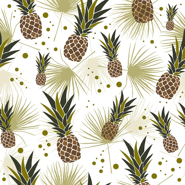 Modèle Sans Couture Avec Illustration Plate De Fruits Tropicaux Ananas