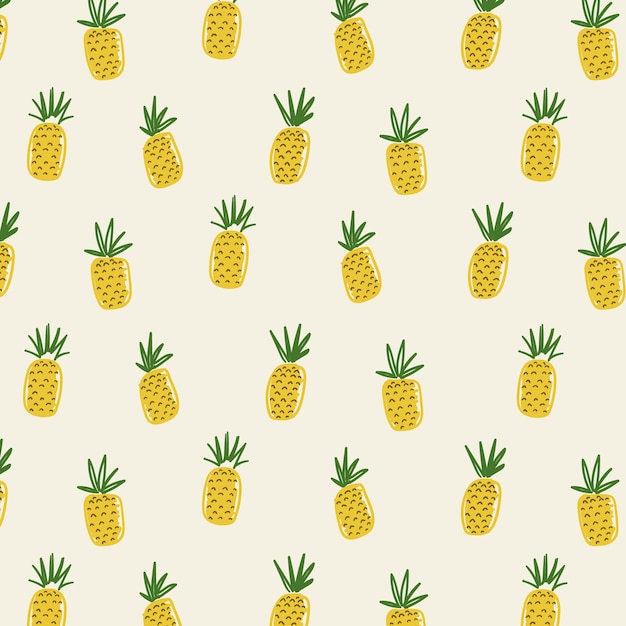 Modèle Sans Couture Avec Illustration Vectorielle D'ananas Dans Le Style Doodle