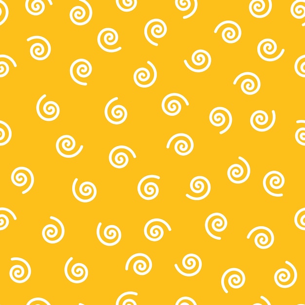 Modèle sans couture jaune avec des spirales blanches