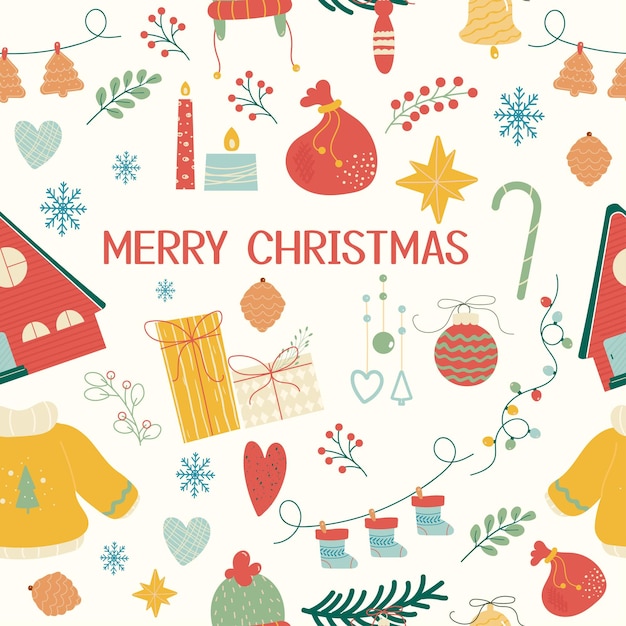 Modèle sans couture joyeux Noël avec lettrage