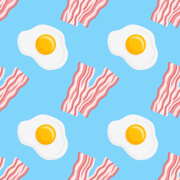 Modèle sans couture avec des lardons et des œufs au plat.