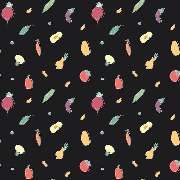 Modèle Sans Couture De Légumes Bio Alimentaire Végétarien Illustration Vectorielle