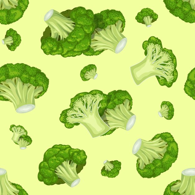 Vecteur modèle sans couture de légumes brocoli sur fond vert clair fond de légumes écologiques meilleur pour les conceptions végétaliennes de menu illustration vectorielle