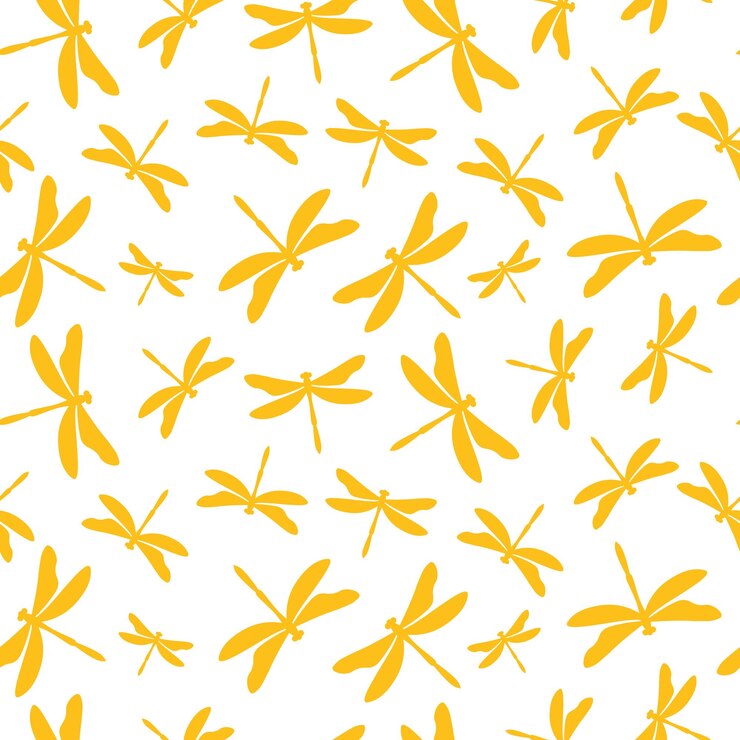 Vecteur modèle sans couture avec libellule jaune