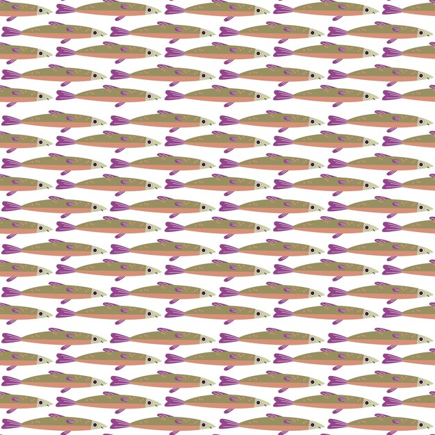 Vecteur modèle sans couture avec de longs poissons sur fond blanc illustration vectorielle de maquereau