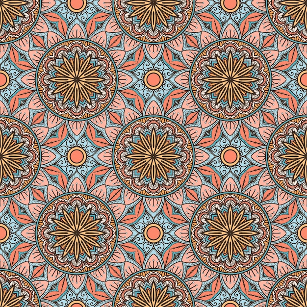 Modèle Sans Couture De Mandala Floral Ethnique