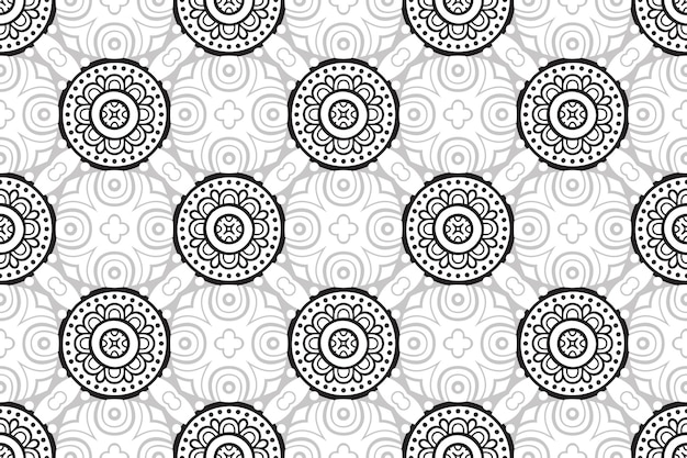 Modèle Sans Couture De Mandala Monochrome