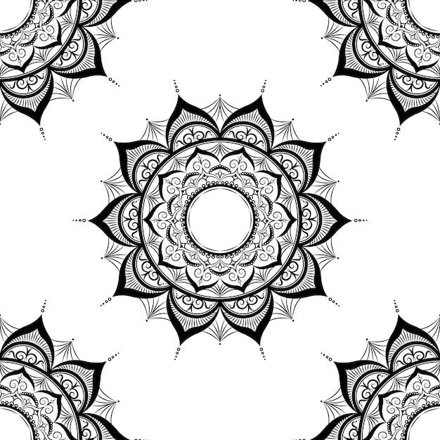 Modèle Sans Couture Avec Des Mandalas Dessinés à La Main Sur Fond Blanc Illustration Vectorielle