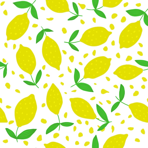 Modèle Sans Couture Mignon De Citron Avec Des Feuilles