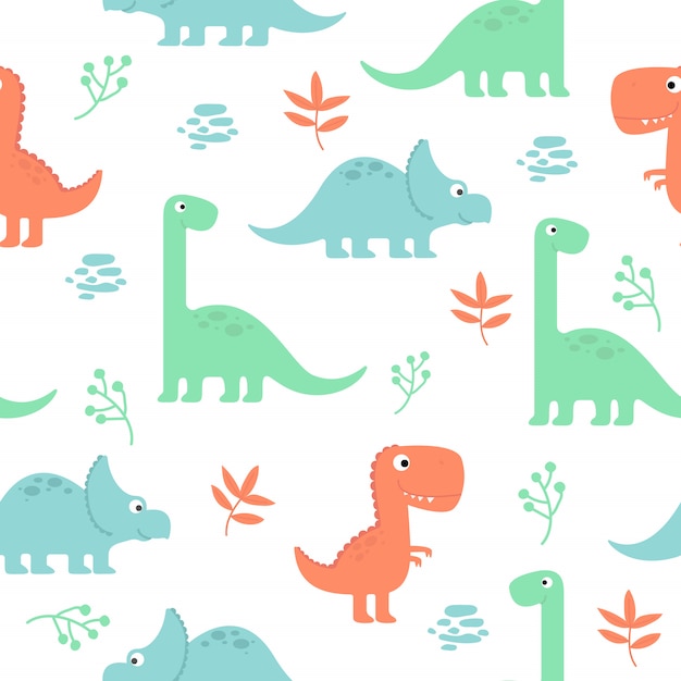 Modèle Sans Couture Mignon De Dinosaure Pour Le Papier Peint