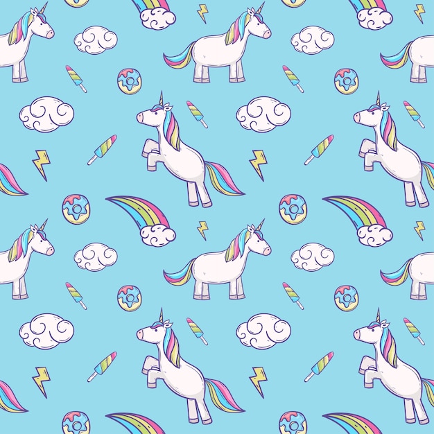 Modèle Sans Couture Mignon Licorne Donut