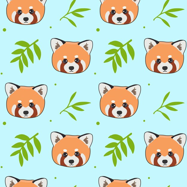 Modèle Sans Couture De Mignon Panda Rouge Et Bambou Cartoon Design Animal Caractère Vecteur Plat Style Texture Pour Tissu Enveloppant Textile Papier Peint Vêtements