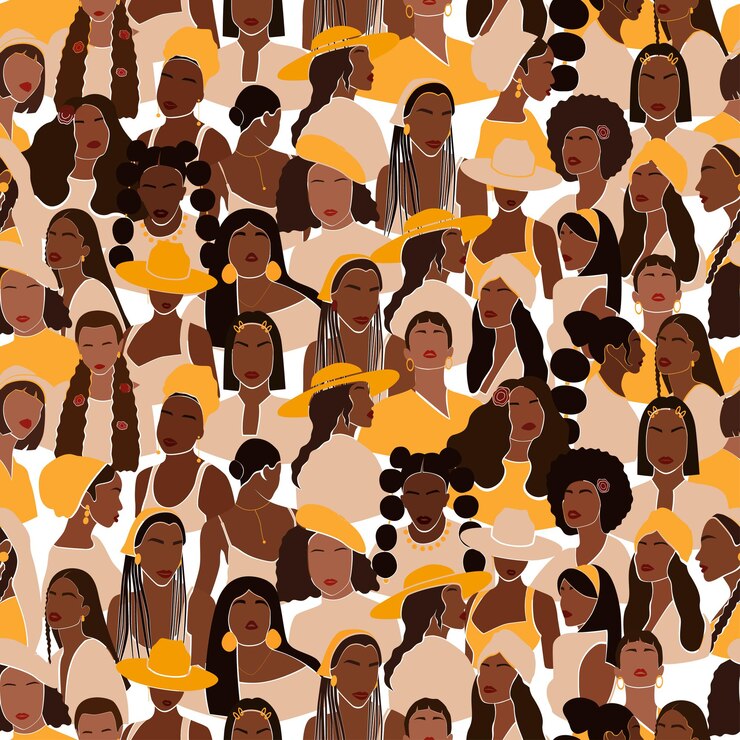 Vecteur modèle sans couture à la mode avec diverses femmes sans visage. fond d'écran lumineux abstrait. illustration vectorielle moderne.