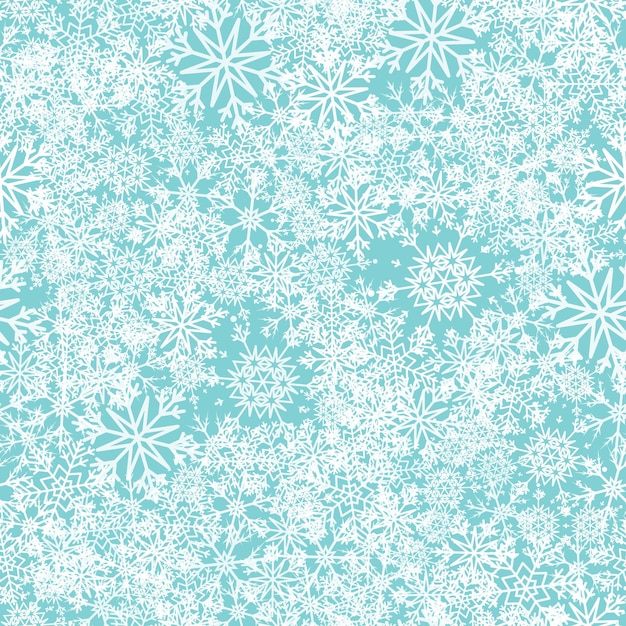 Modèle sans couture de neige. Flocons de neige blancs sur fond bleu. Chute de neige.