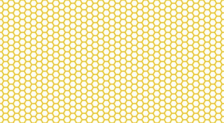 Vecteur modèle sans couture en nid d'abeille avec fond de vecteur de texture de grille hexagonale géométrique jaune contour.