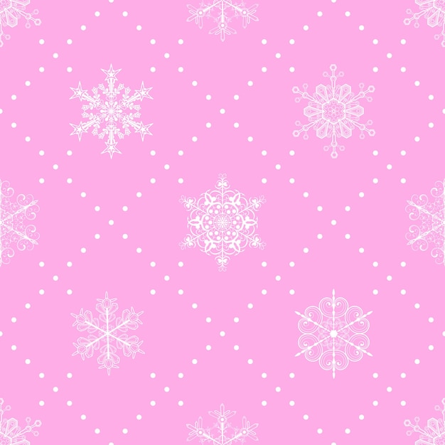 Modèle Sans Couture De Noël De Flocons De Neige Et De Points Blancs Sur Rose