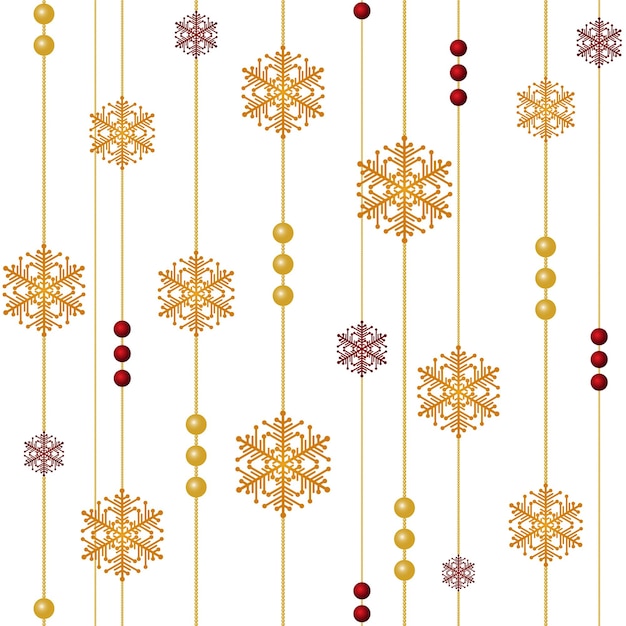 Modèle Sans Couture De Noël Rouge Et Jaune Avec Des Perles Et Des Flocons De Neige