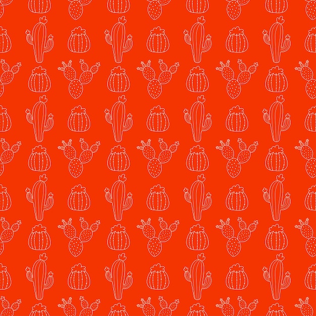 Modèle sans couture orange avec cactus contour