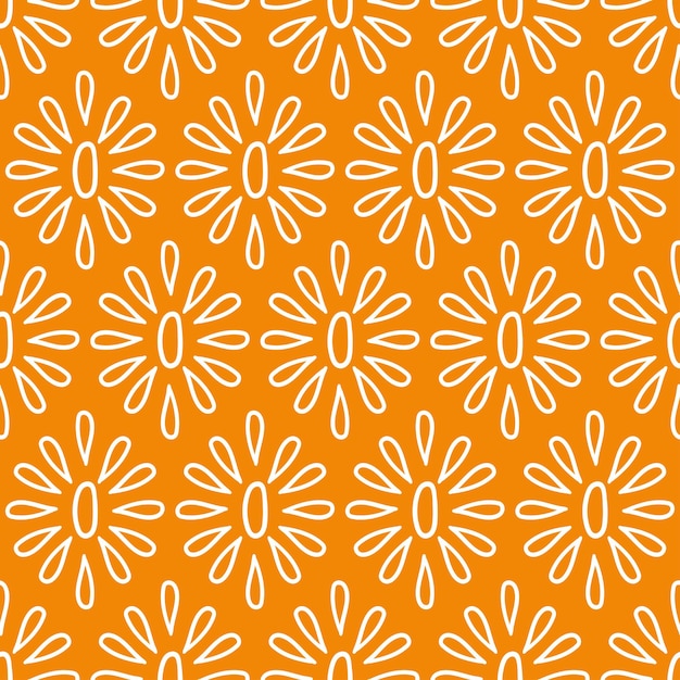 Modèle Sans Couture Orange Avec Contour Fleurs