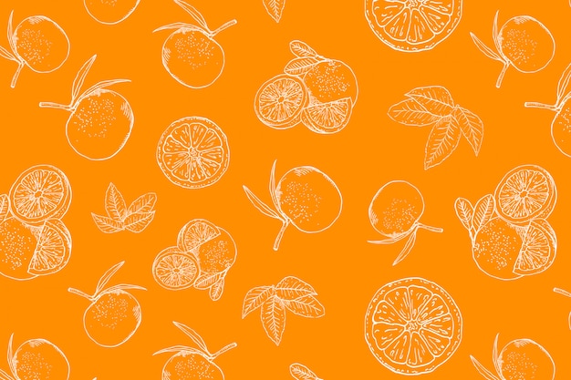 Modèle Sans Couture Orange Doodle